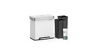 Songmics Home 16 Gallon Dual Compartment Trash Can with Removable Buckets, White