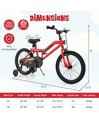 18 Inch Kids Bike with Led Lights Adjustable Carbon Steel Bicycle for 4-8 Years Old