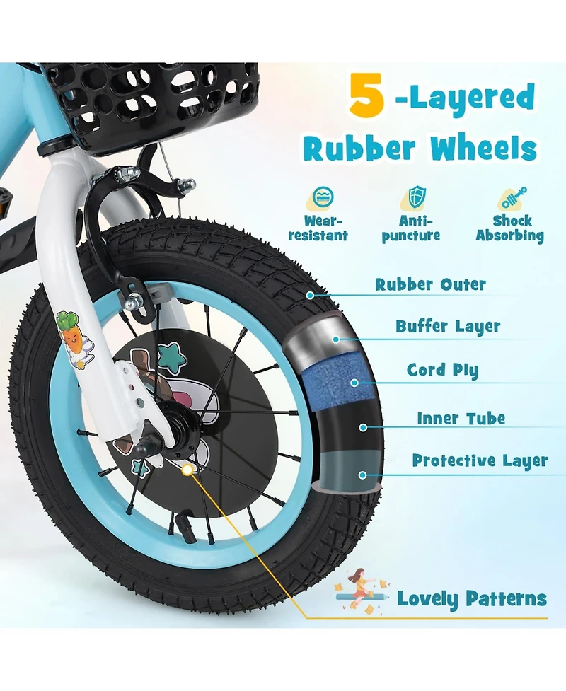 14 Inch Kids Bike for 3-8 Years Old Sport Bicycle with Adjustable Handlebar and Saddle