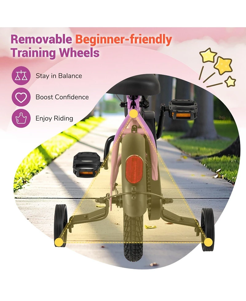 Kids Bike 12-Inch Children Training Bicycle with 2 Brake for 3-8 Years Old