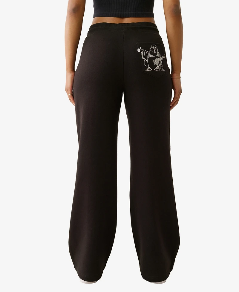 True Religion Women's Lurex Buddha Straight Leg Pants