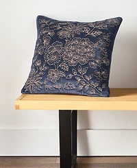 Charter Club Velvet Botanical Decorative Pillow, 18" x 18", Exclusively at Macy's