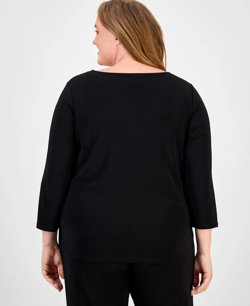 Anne Klein Plus Gathered-Front Top