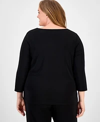Anne Klein Plus Gathered-Front Top