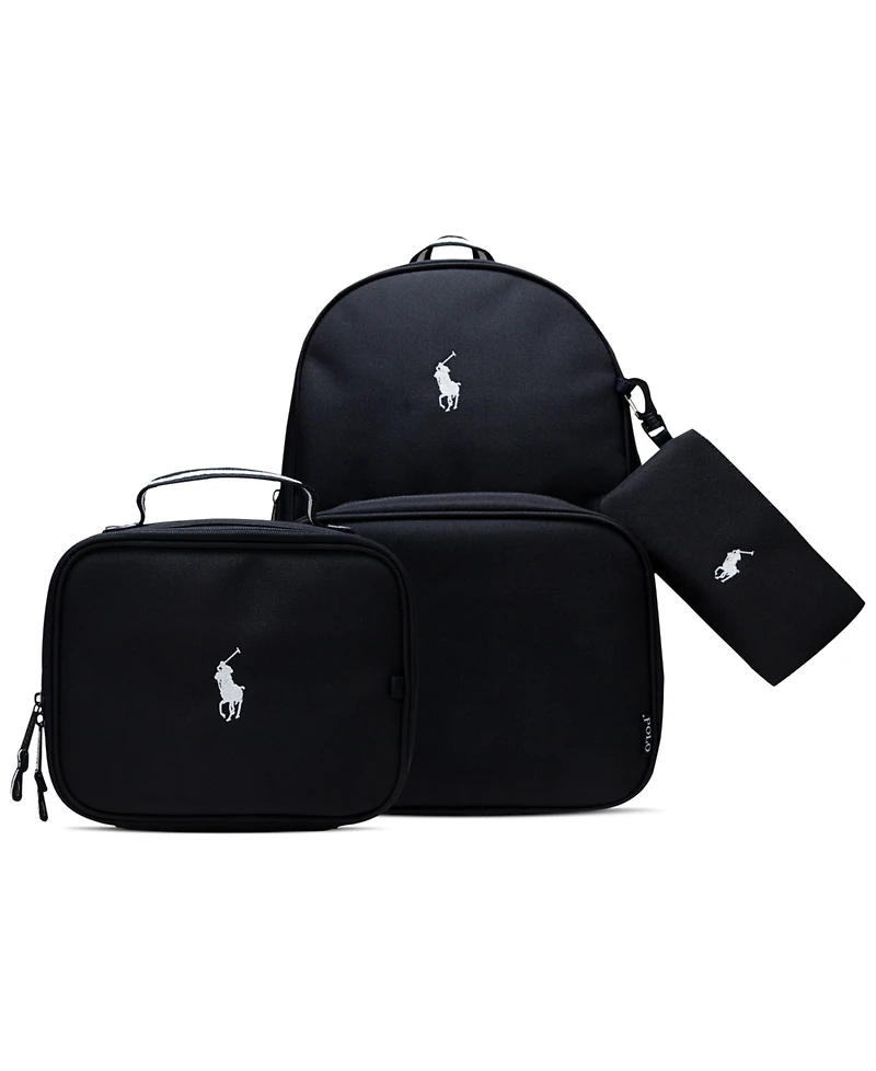 Polo Ralph Lauren Big Boys Backpack, Lunch Box and Pencil Case Combo Set, 3 Piece