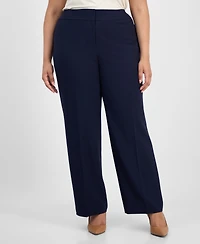 Le Suit Plus Two-Button Wide-Leg Pantsuit