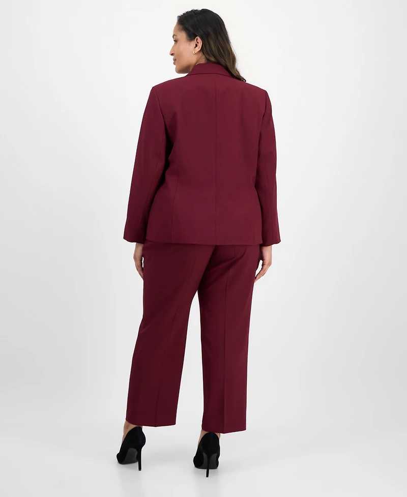 Le Suit Plus Notched Collar One-Button Pantsuit