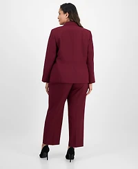 Le Suit Plus Notched Collar One-Button Pantsuit