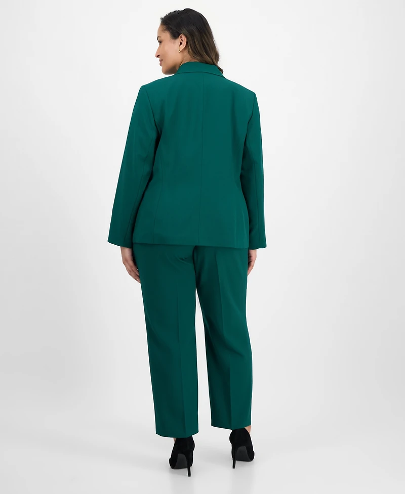 Le Suit Plus Notched Collar One-Button Pantsuit Set
