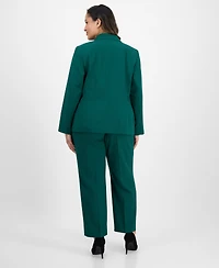 Le Suit Plus Notched Collar One-Button Pantsuit Set