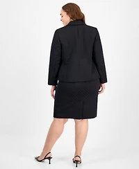 Le Suit Plus Shawl-Collar Jacket & Pencil Skirt Set