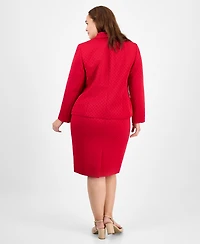 Le Suit Plus Shawl-Collar Jacket & Pencil Skirt Set
