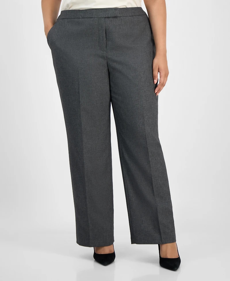 Le Suit Plus Notched Collar Wide-Leg Pantsuit Set