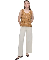 Dkny Jeans Petite Scoop-Neck Sleeveless Crochet Top