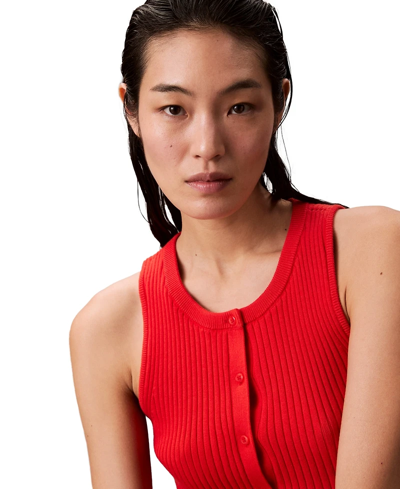 Calvin Klein Jeans Women's Smooth Cotton Rib Sweater Tank