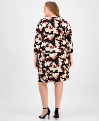 Anne Klein Plus Abstract-Print Wrap-Style Dress