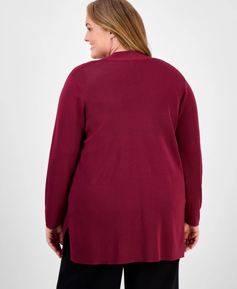 Anne Klein Plus Size Napa Kissing-Front Cardigan Sweater