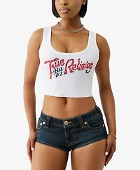 True Religion Women's Crystal Rib Crop Tank Top