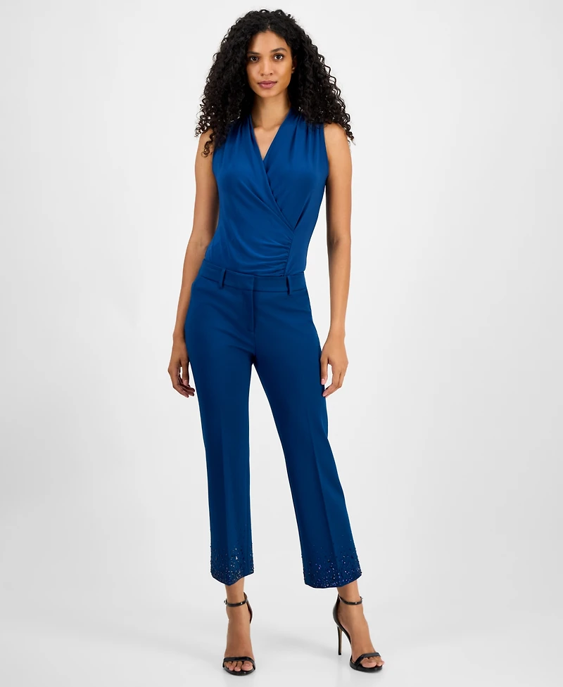 Anne Klein Women's Embellished Mid-Rise Capri Pants