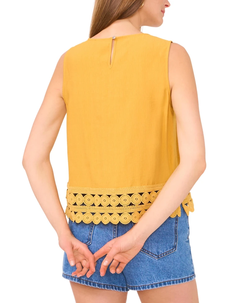 Vince Camuto Women's Crewneck Lace-Hem Tank Top