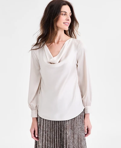 Anne Klein Women's Cowlneck Long-Sleeve Blouse