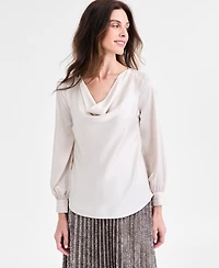 Anne Klein Women's Cowlneck Long-Sleeve Blouse