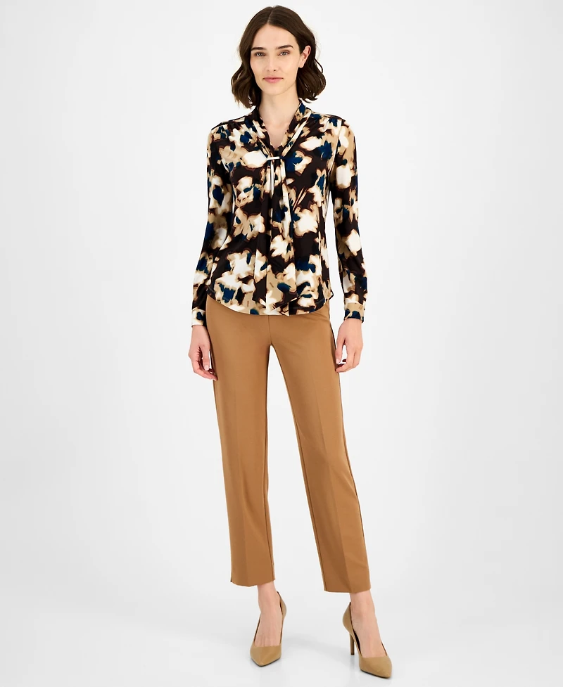 Anne Klein Women's Scarf-Neck Printed Blouse
