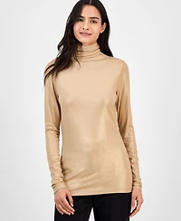 Anne Klein Women's Metallic Long-Sleeve Turtleneck