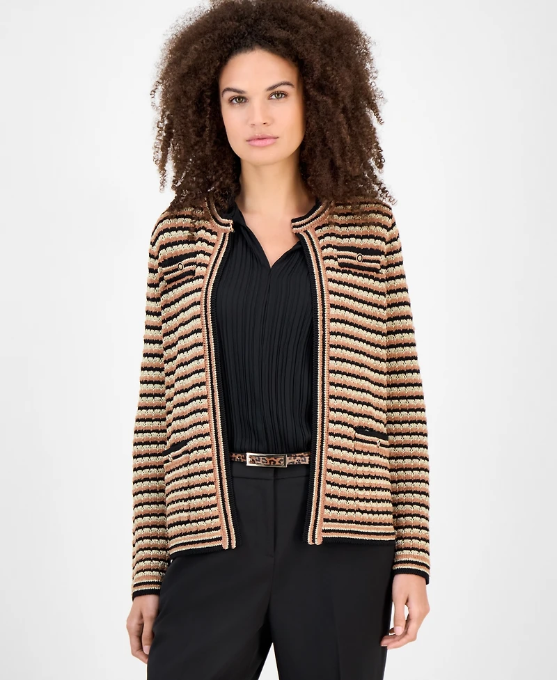 Anne Klein Women's Metallic-Knit Cardigan