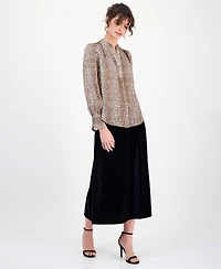 Anne Klein Women's Animal-Print Split-Neck Blouse
