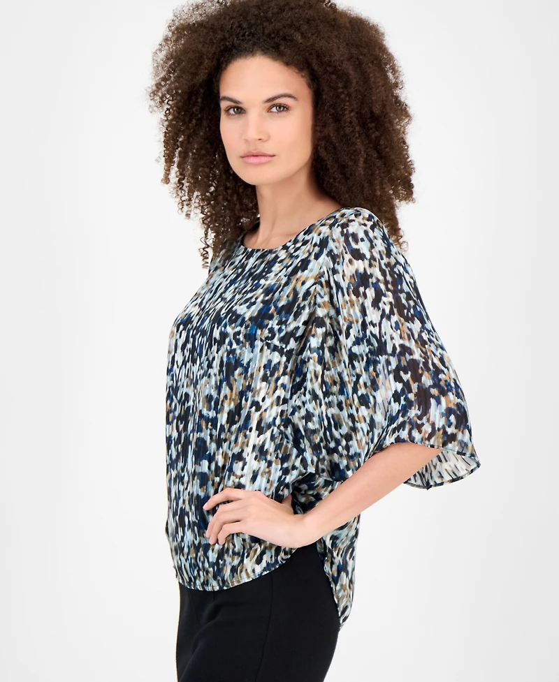 Anne Klein Women's Printed Cape-Sleeve Blouse