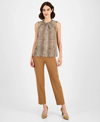 Anne Klein Women's Twist-Neck Animal-Print Sleeveless Top