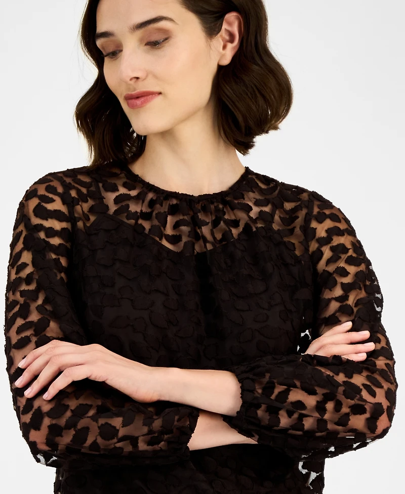Anne Klein Women's Long-Sleeve Burnout Top