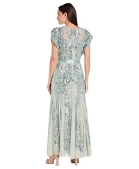 R & M Richards Women's Short-Sleeve Sequined Gown