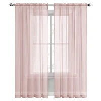 Kate Aurora Hotel Lux 2 Piece Rose Pink Rod Pocket Sheer Curtain Panels