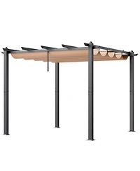 Slickblue Outdoor Retractable Pergola with Sun Shade Canopy Aluminum