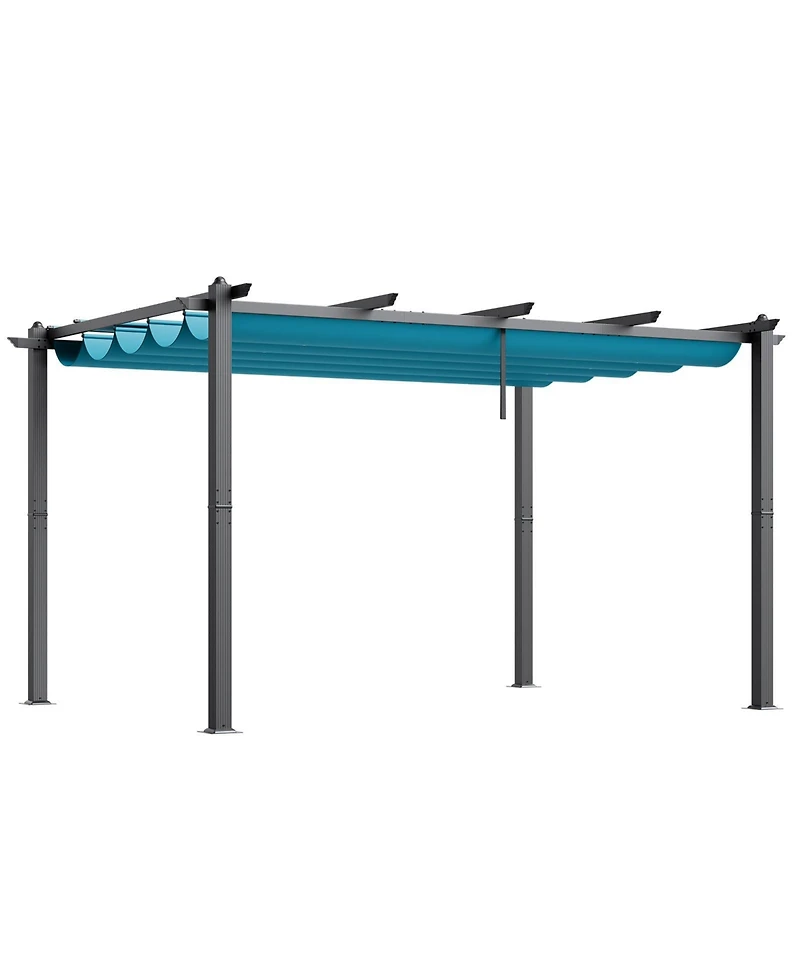 Outdoor Pergola with Adjustable Canopy Retractable Shade and Aluminum Frame