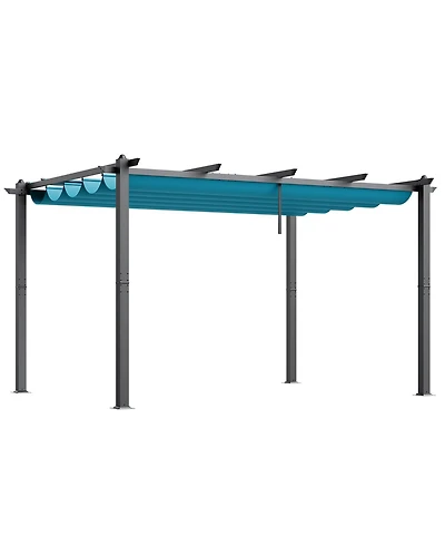 Outdoor Pergola with Adjustable Canopy Retractable Shade and Aluminum Frame