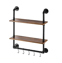 Slickblue Wall-Mount Industrial Pipe Shelf 2 Tier for Kitchen Bedroom or Office Storage