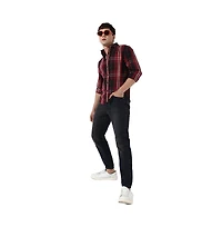 Campus Sutra Men's Plaid Red Cotton Shirt