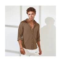 Campus Sutra Men's Chocolate Brown Cubic-Textured Shirt