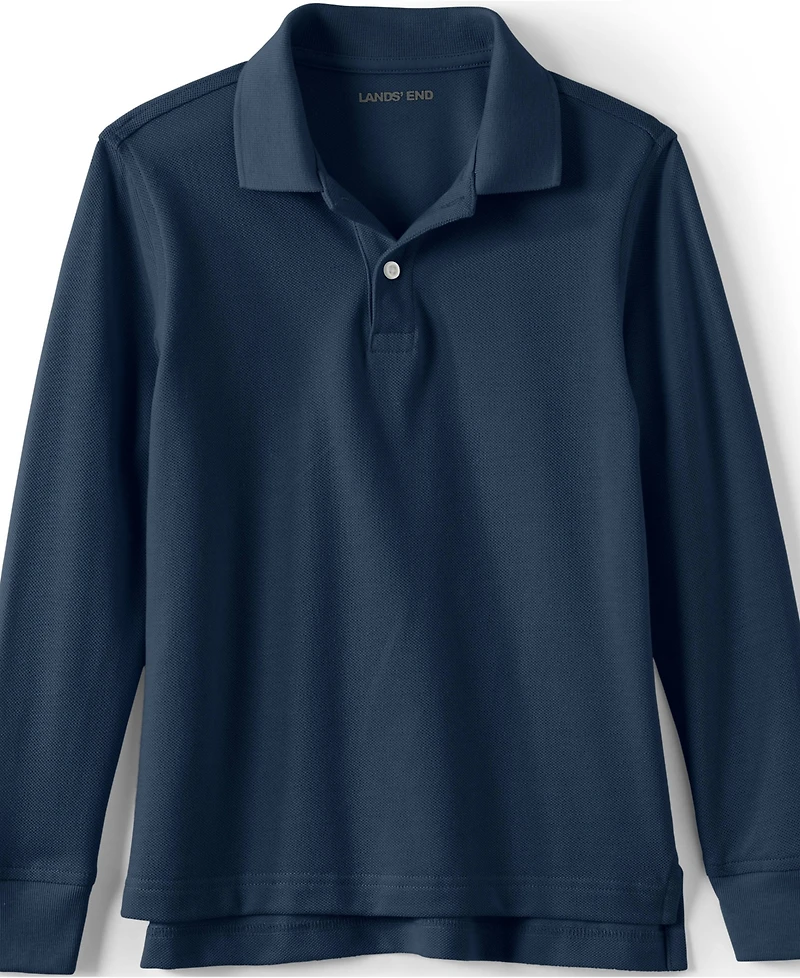 Lands' End School Uniform Kids Long Sleeve Mesh Polo Shirt