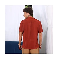 Campus Sutra Men's Terracotta Brown Puffy-Textured Shirt