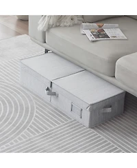 WeThinkStorage Folding Fabric Under Bed Organizer w/Double Open Lid - Clay