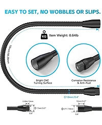 ZealSound Upgraded Metal Hose Arm, 19-inch Flexible Stand, Heavy Duty Mic & Phone Holder, 5/8" Thread