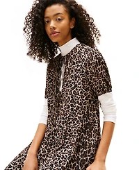 Tommy Jeans Women's Leopard-Print Tie-Front Mini Dress