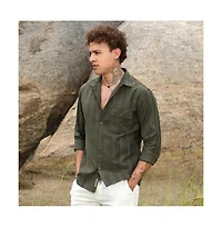 Campus Sutra Men's Fern Green Multitrack-Striped Shirt