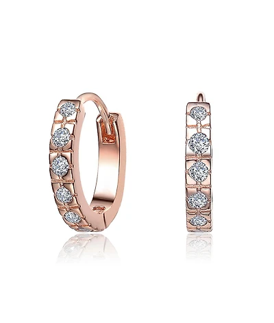 Rachel Glauber Extra Mini Huggie Radiant Hoop Earrings with Sparkling Cubic Zirconia