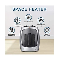 Zafro Portable Space Heater, 750W/1500W Ceramic Fan, Adjustable Thermostat, Energy-Efficient, Safe, Quiet, Quick Heating for Home & Office