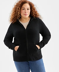 Style & Co Plus Zip-Front Hooded Sweater, Macy's Exclusive